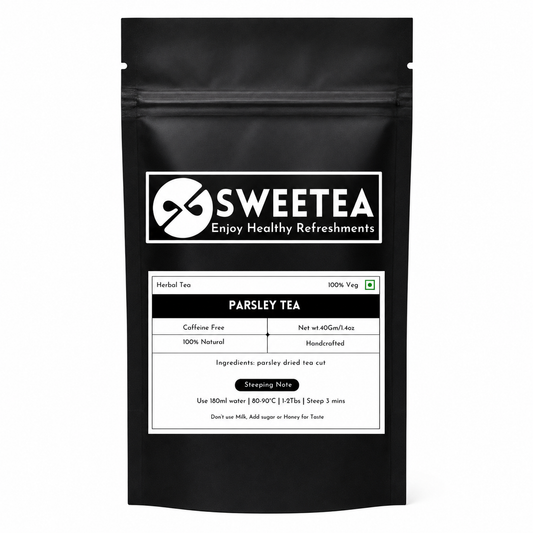Premium loose Parsley Tea prepared from carefully selected parsley leaves.