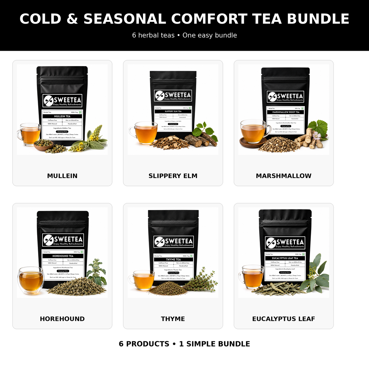 Sweetea Cold and Seasonal Comfort Tea Bundle – 6 tea variety pack