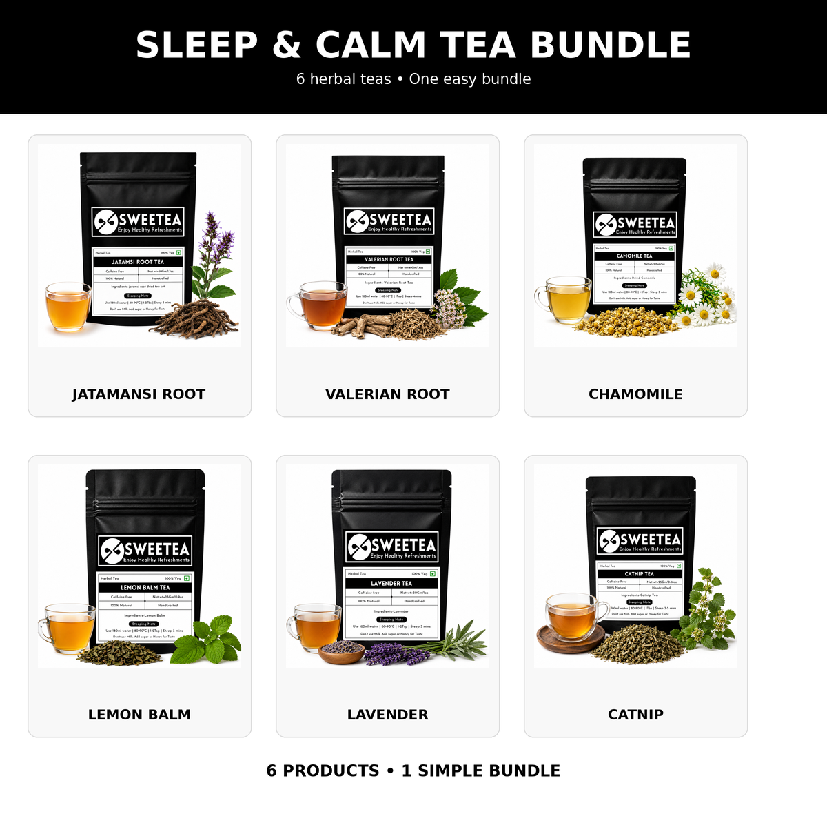 Sweetea Sleep & Calm Tea Bundle – 6 tea variety pack