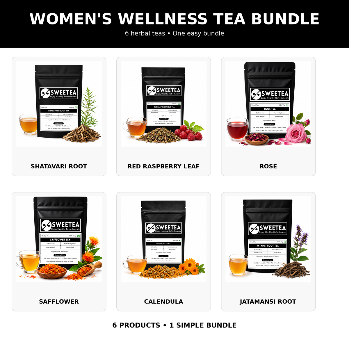 Sweetea Women's Wellness Tea Bundle – 6 tea variety pack