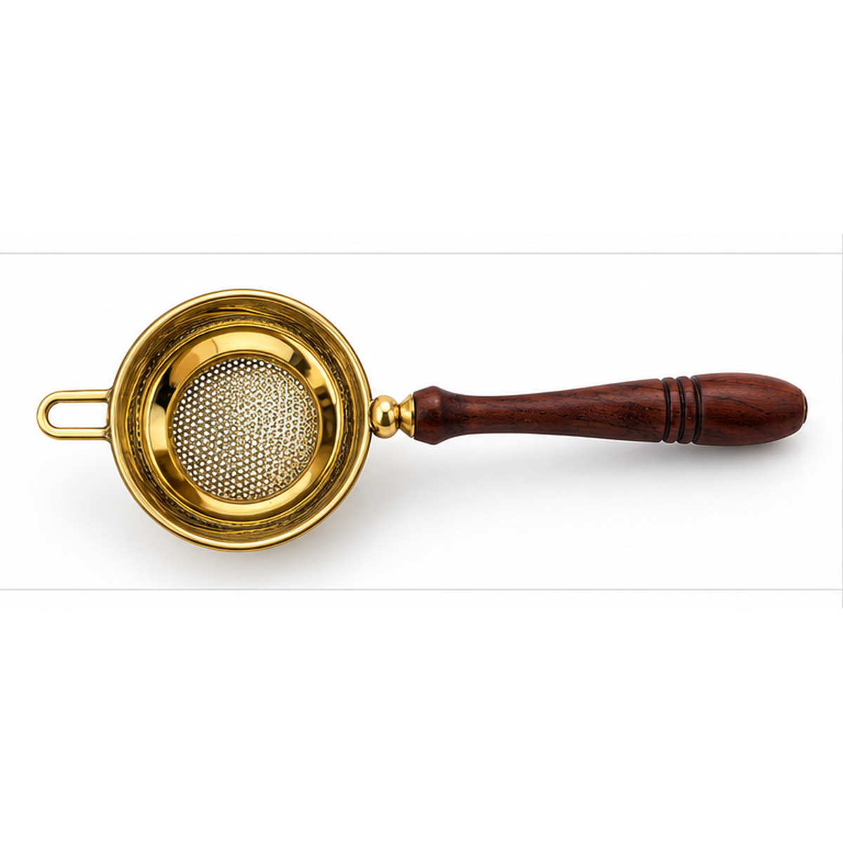 Brass Tea Strainer with Wooden Handle