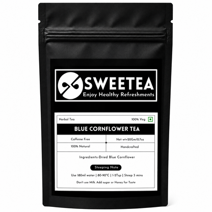 Enjoy the refreshing floral taste of Blue Cornflower Tea by Sweetea, inspired by traditional herbal tea culture and crafted for mindful wellness rituals.