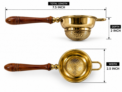 Brass Tea Strainer with Wooden Handle