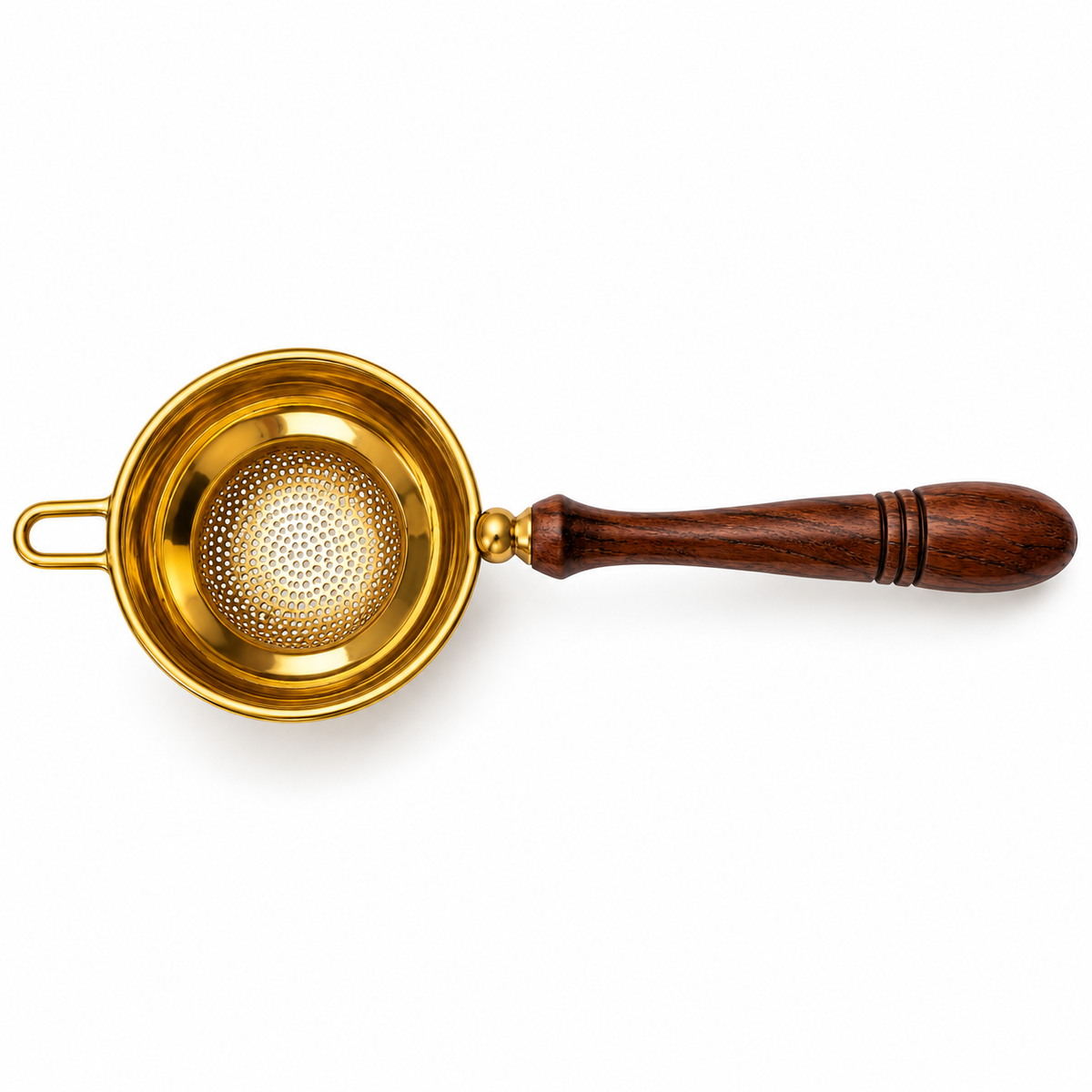 Brass Tea Strainer with Wooden Handle