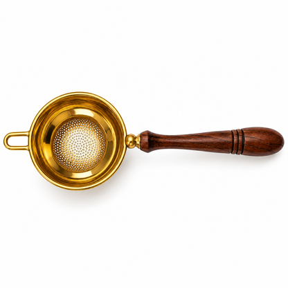 Brass Tea Strainer with Wooden Handle