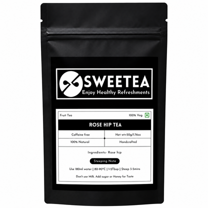 Enjoy the refreshing fruity taste of Rose Hip Tea by Sweetea, crafted from natural rose hips for mindful daily wellness tea rituals.