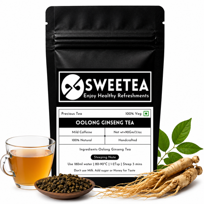 Oolong Ginseng Tea featuring high-quality oolong tea leaves blended with ginseng for a smooth and aromatic tea experience.