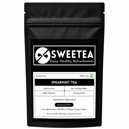 Sweetea Spearmint Tea is a naturally caffeine-free herbal infusion made from carefully selected spearmint leaves with no artificial additives.