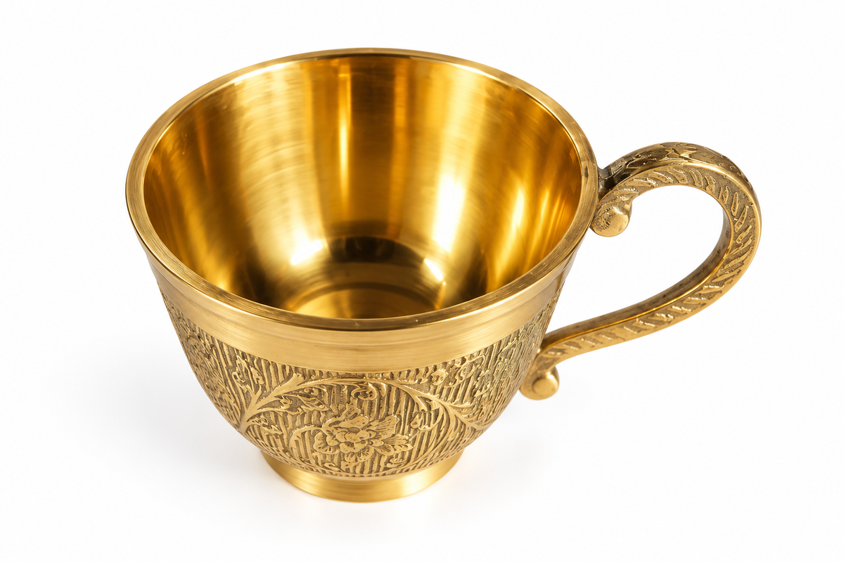 Sweetea 100 ml Premium Brass Tea Cup – elevated studio view