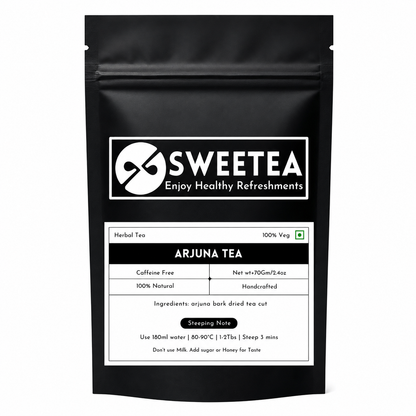 Pure Arjuna Tea made from premium Terminalia arjuna bark. Naturally caffeine-free herbal tea packed fresh by Sweetea