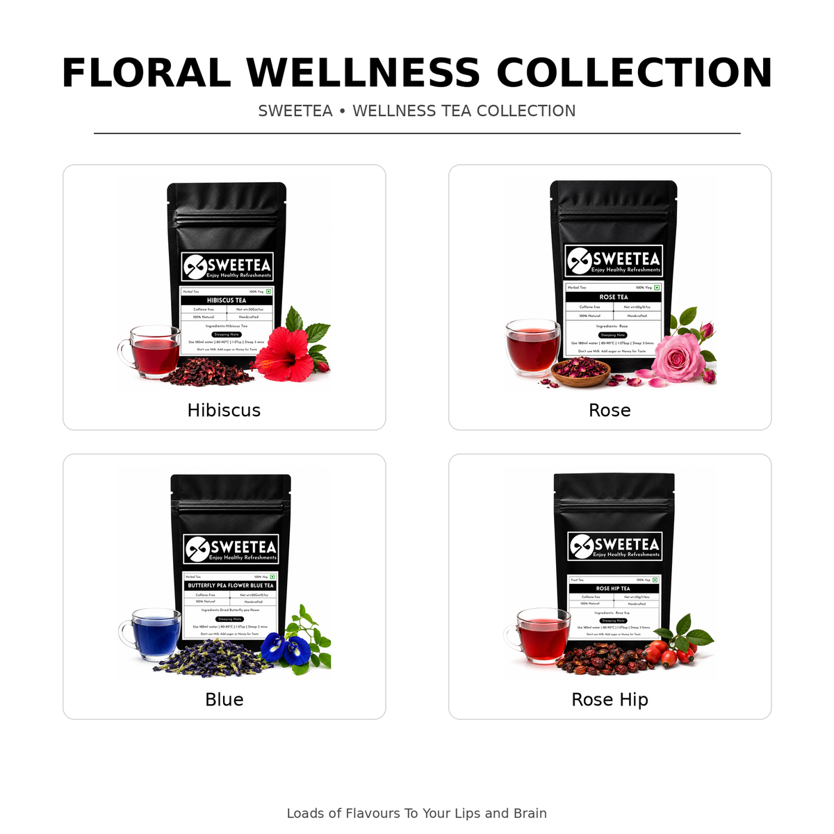 Floral Herbal Tea Collection – 4 Tea Variety Pack