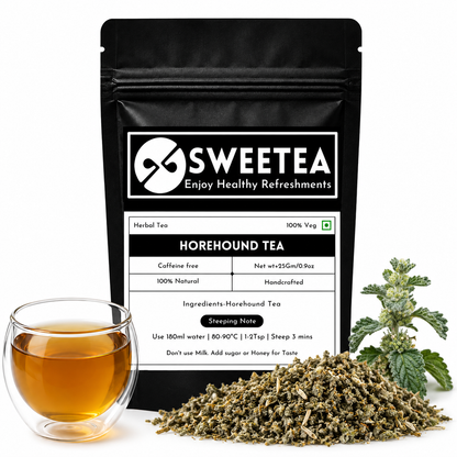 Premium Horehound Tea by Sweetea made from 100% White Horehound (Marrubium vulgare) loose leaf herbal tea.