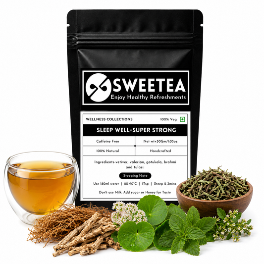 sleep Well Super Strong Herbal Tea with Vetiver Root, Valerian Root, Gotu Kola, Brahmi and Tulsi by Sweetea
