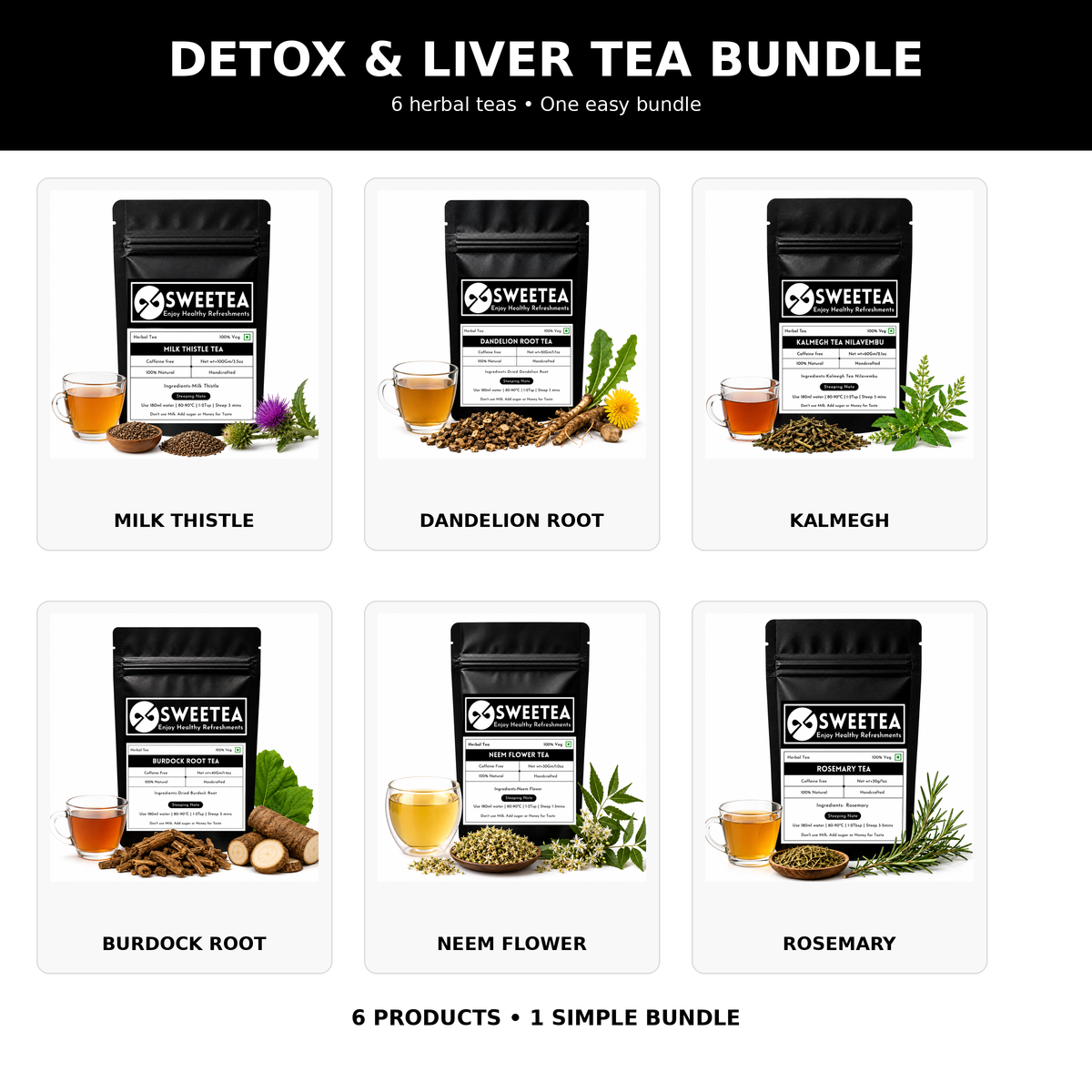 Sweetea Detox and Liver Wellness Tea Bundle – 6 tea variety pack