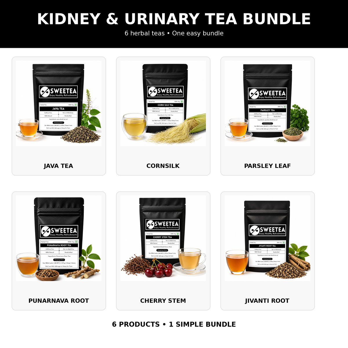 Sweetea Kidney and Urinary Wellness Tea Bundle – 6 tea variety pack