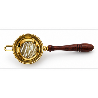 Brass Tea Strainer with Wooden Handle