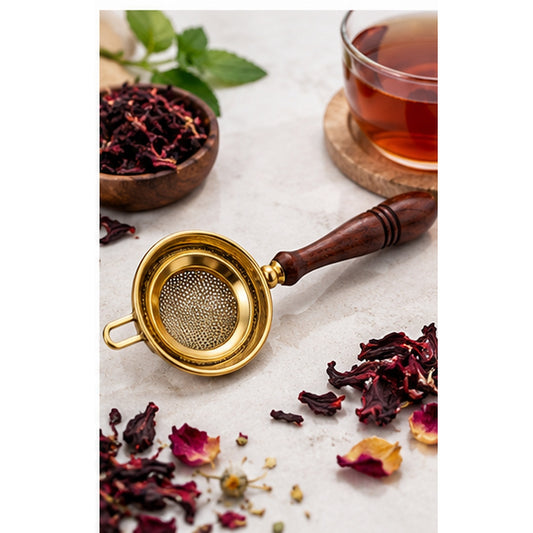 Brass Tea Strainer with Wooden Handle
