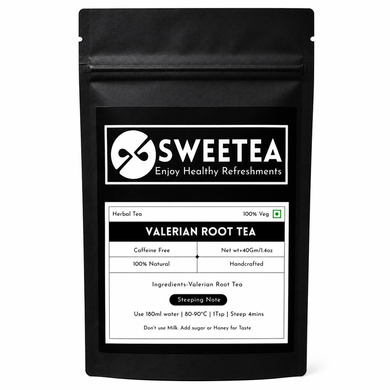 Sweetea Valerian Root Tea product and valerian root ingredient